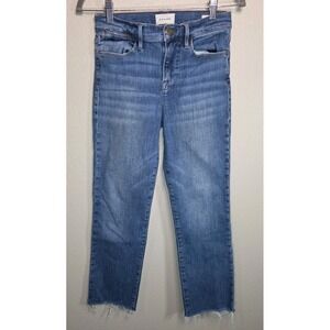 FRAME Le High‎ Straight Jeans Women 26 Bestia Wash High Rise Raw Hem Cropped...